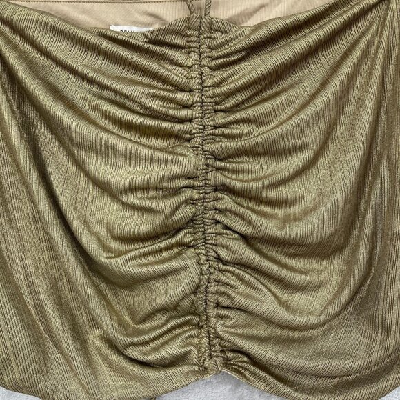 Remi x Revolve Daniella Halter Top Metallic Gold Ruched Cropped Top - Picture 4 of 11